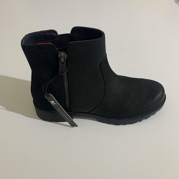 Sorel Boots Womens Size 8 Black Emelie II Waterproof Ankle Side Zip NL4328-010 - Picture 2 of 8